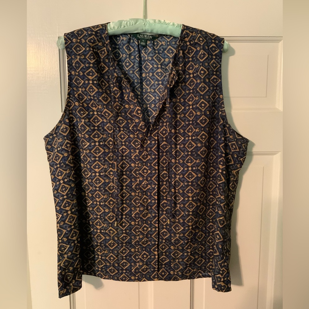 Lauren, sz. XL, navy and tan, women’s top